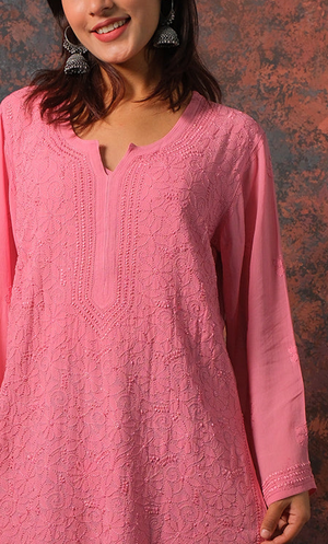 Uzma Viscose Georgette Short kurta- pink