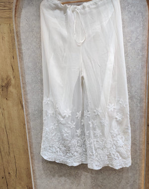 Chikankari Georgette Palazzo- White