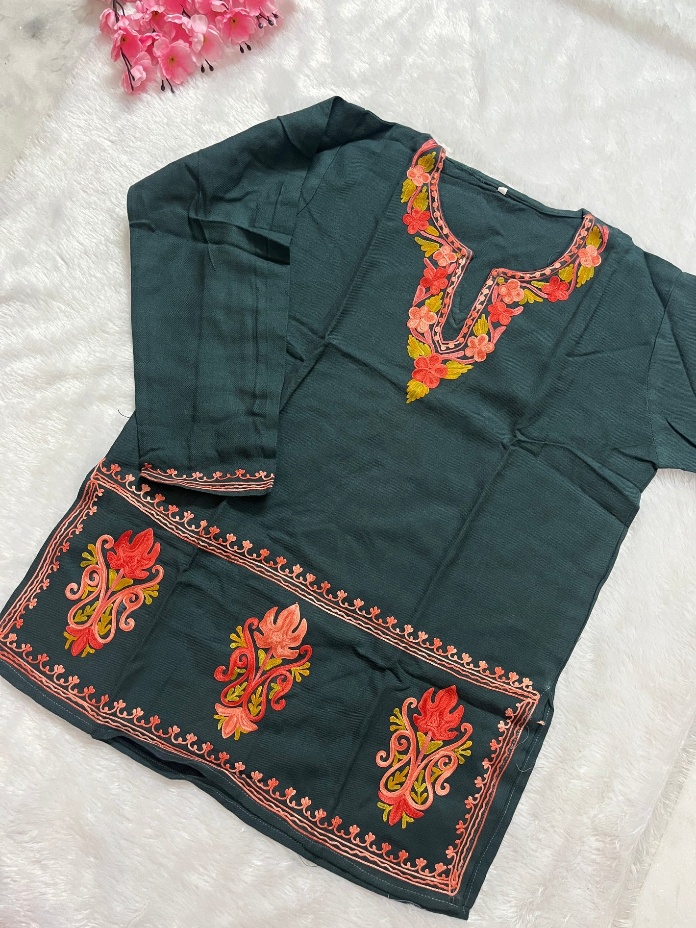 Ziya Kashmiri Short woollen kurti- Grey