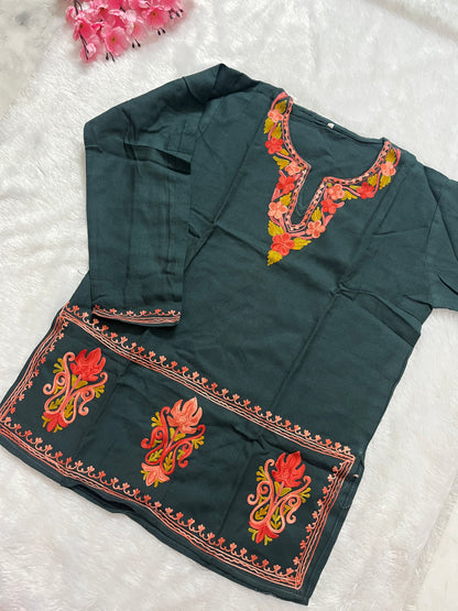 Ziya Kashmiri Short woollen kurti- Grey