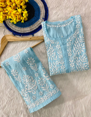 Yamini Cotton Silk Kurta set- blue