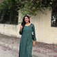 Aisha Rayon Chikankari kurta palazzo set- Dark Green