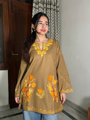 Kusum Kashmiri Short woollen Pheran - Beige
