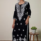 Gia Rayon Chikankari Kurta set- Black