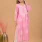 Chanderi Chikankari Long Kurta - Pink