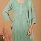 Rayon Chikankari Women's 3 PC Long Kurta Set - Green
