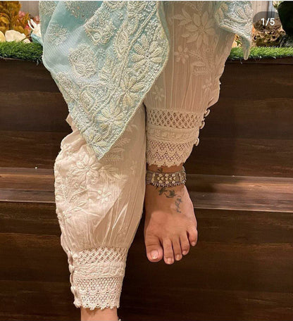 Chikankari Cotton Salwar- White