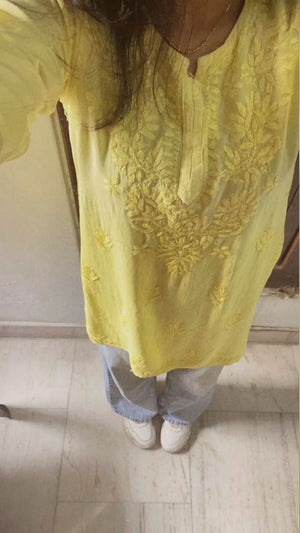 Hina Rayon short kurti- yellow