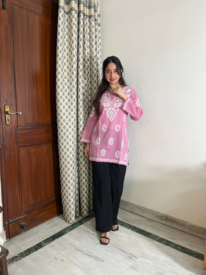 Seher Mulmul short kurti- Pink