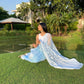 Blue Chikankari embroidered saree