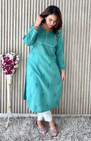 Disha mulmul cotton long kurta- Blue