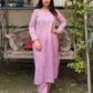 Jia Mulmul Cotton ombre Chikankari Kurta set- Lilac