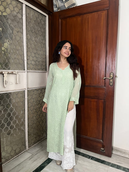 Kavya Viscose georgette long kurta- mint green