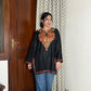Sejal Kashmiri Short Cotton kurti- Black