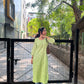 Riya Dobby Cotton long kurta- Green