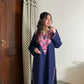 Saira Kashmiri cotton Aari Kurta Set- Navy Blue