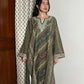 Shaili sozni Woollen Kashmiri Pheran- Olive Green