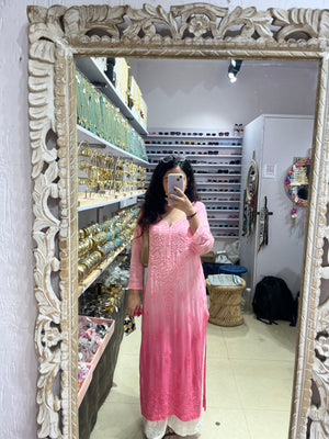 Yamini Viscose georgette ombre kurta- pink