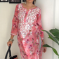 Vaishali Mulmul Chikankari Kurta- Pink