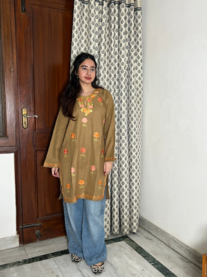 Kusum Kashmiri Short woollen Pheran - Beige