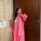 Hina woollen kurta stole set - pink