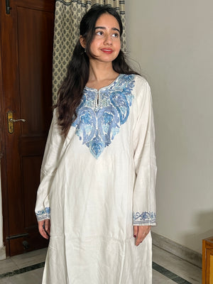 Tisha woollen kurta set- white