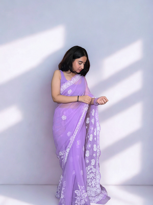 Piya Chikankari embroidered saree