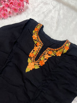 Ziya Kashmiri Short woollen kurti- Black