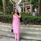 Seher Chanderi sleeveless Pastel Kurta Set- Pink