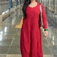 Aisha Rayon Chikankari kurta palazzo set- Red