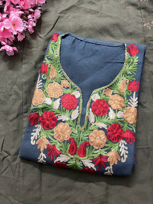 Noor Aari Woollen Pheran- Grey