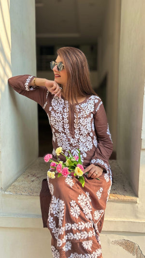 Rashmi Premium Modal kurta palazzo set- brown