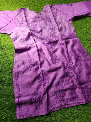 Jiya Chanderi short kurti- Purple