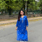 Tisha Cotton Chikankari Long Kurta- Blue