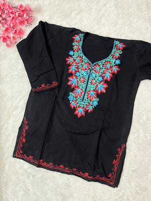 Ziya Kashmiri Short woollen kurti- Black