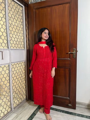 Rashmi Viscose georgette kurta Set with dupatta - Red