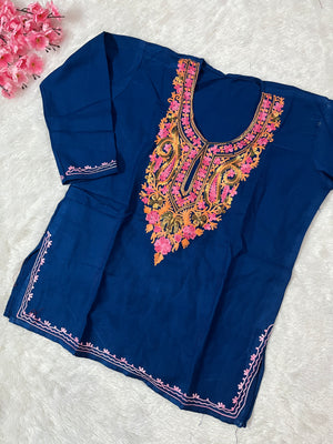 Ziya Kashmiri Short woollen kurti- Blue