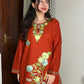 Tisha kashmiri aari woollen kurta set - Rust Orange
