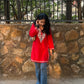 Kashmiri Short Cotton kurti- Red