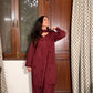 Saira Cotton Farshi suit set in Burgundy Red