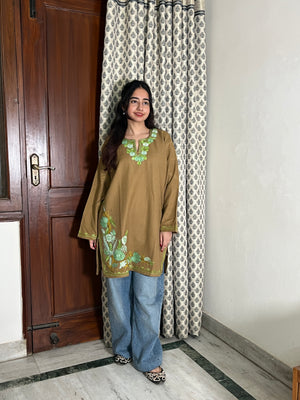 Kusum Kashmiri Short woollen Pheran - Beige