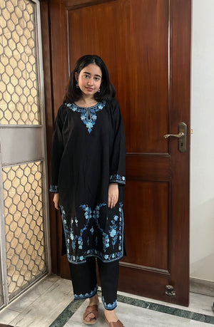 Kashmiri Woollen kurta set- Black
