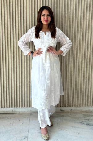 Riza modal kurta set- white