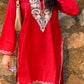 Kashmiri Short Cotton kurti- Red