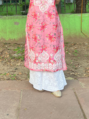 Chikankari Georgette Palazzo- White