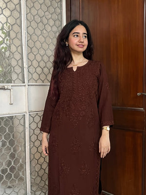 Aisha Premium Rayon kurta palazzo set- brown