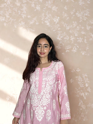 Yamini Cotton Silk Kurta set- Pink