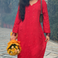Nandini rayon Mukaish kurta set- Red