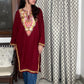 Isha woollen long kurta- Maroon