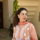 Saili Muslin kurta suit set- Peach